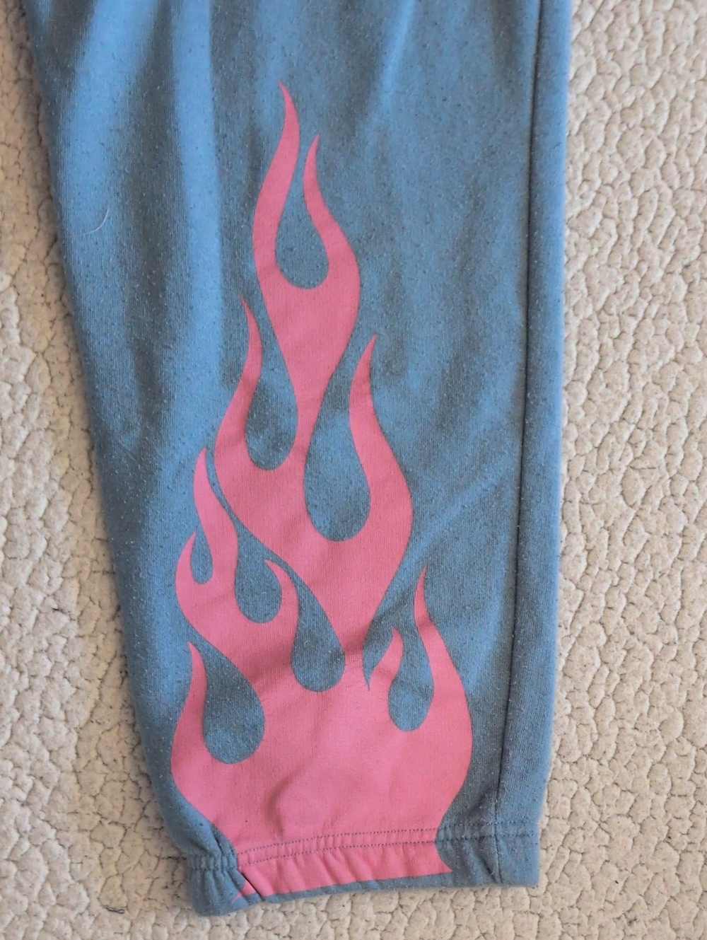 New Girl Order Retro Flame Pink Blue Jogger Style Sweatpants Grunge Distressed - Picture 3 of 7